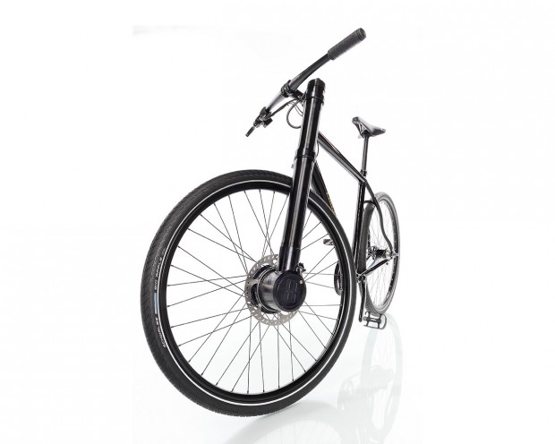 Вилки этих электровелосипедов напоминают вилки Cannondale Lefty